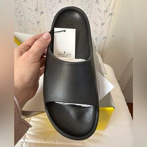 Lemon Jelly Black Slide Sandals